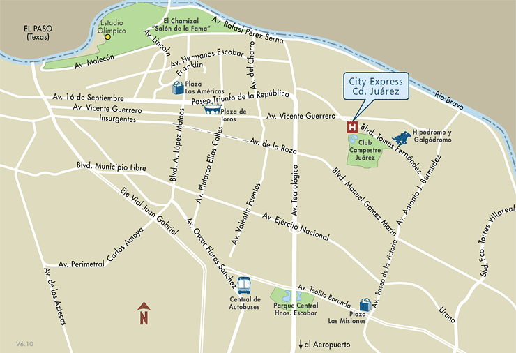 Mapa de Ubicacion Hotel City Express Ciudad Juarez, Ciudad Juarez Mexico