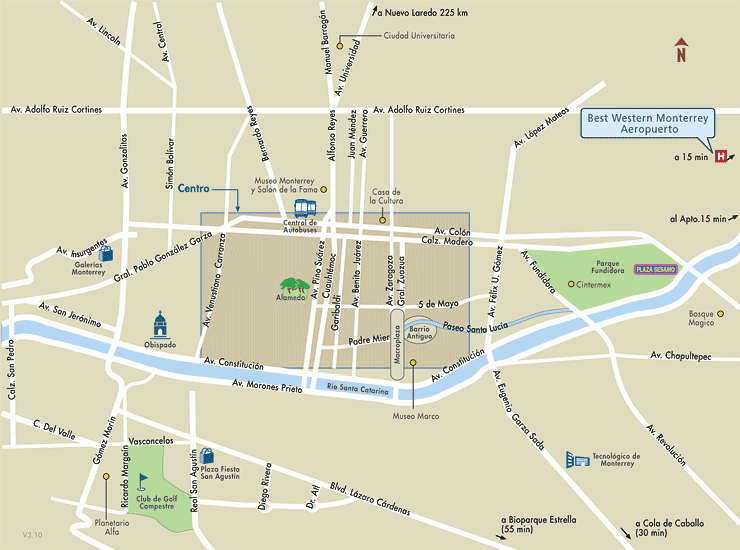 Mapa de Ubicacion Hotel Best Western Monterrey Aeropuerto, Apodaca Mexico