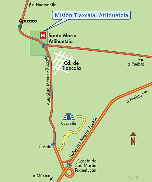 Mapa de Ubicacion Hotel Mision Tlaxcala, Tlaxcala Mexico