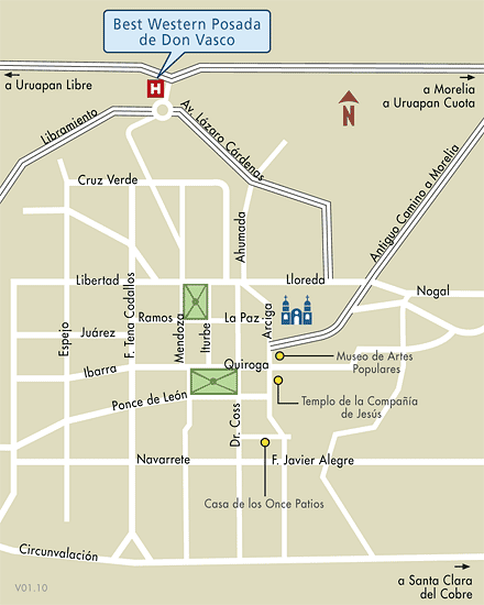 Mapa de Ubicacion Best Western Posada De Don Vasco, Patzcuaro Mexico