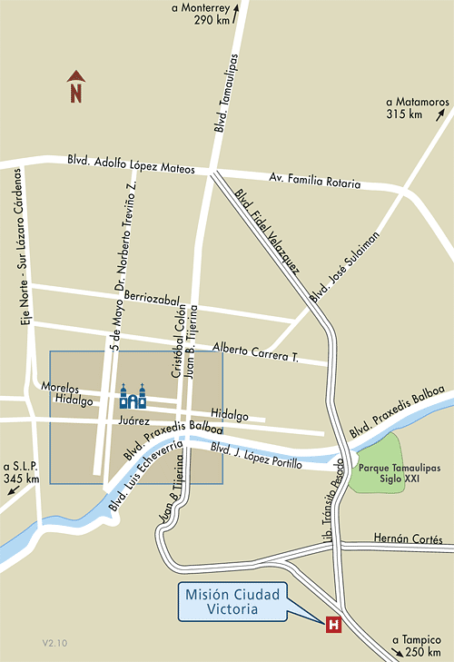 Mapa de Ubicacion Hotel Mision Ciudad Victoria, Ciudad Victoria Mexico