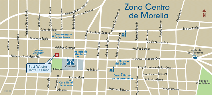 Mapa de Ubicacion Hotel Best Western Hotel Casino, Morelia Mexico