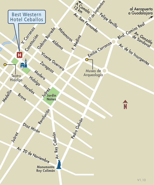 Mapa de Ubicacion Hotel Best Western Hotel Ceballos, Colima Mexico