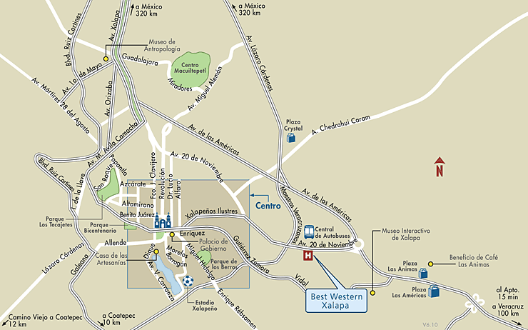 Mapa de Ubicacion Hotel Best Western Xalapa, Xalapa Mexico