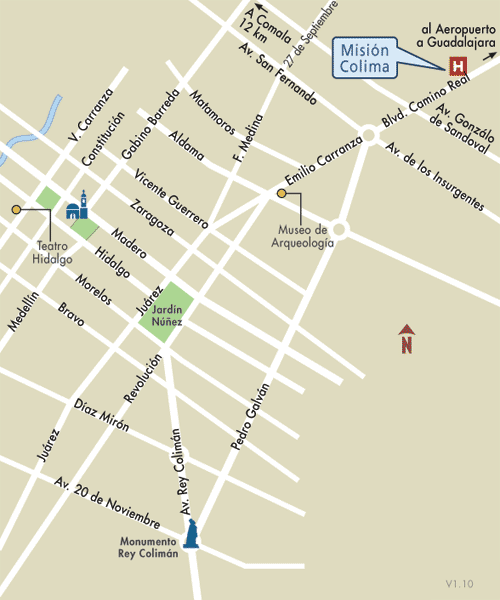 Mapa de Ubicacion Hotel Mision Colima, Colima Mexico