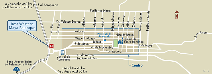 Mapa de Ubicacion Hotel Best Western Maya Palenque, Palenque Mexico