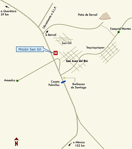 Mapa de Ubicacion Hotel Mision San Gil, San Juan Del Rio Mexico