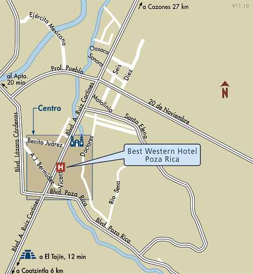Mapa de Ubicacion Hotel Best Western Hotel Poza Rica, Poza Rica Mexico