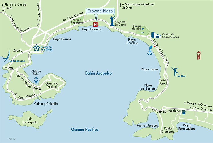 mapa de ubicacion gran plaza hotel acapulco, acapulco mexico